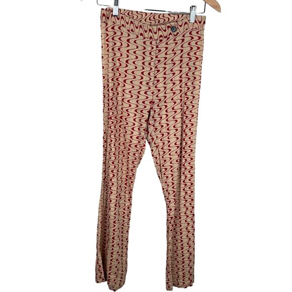Gimaguas Women Disco Printed Cotton Trousers Retro Psychedelic ‎ Back Brown Red - Picture 1 of 12